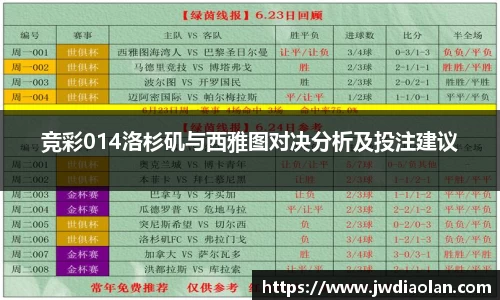 竞彩014洛杉矶与西雅图对决分析及投注建议